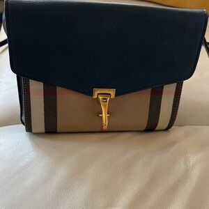 Burberry Black and Tan Plaid Crossbody Bag